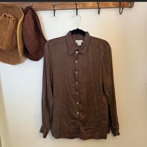 Silky brown button down